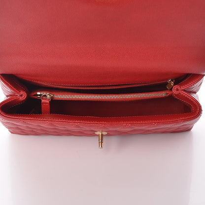 Chanel Caviar Quilted Small Coco Handle Flap Red 8 of 11