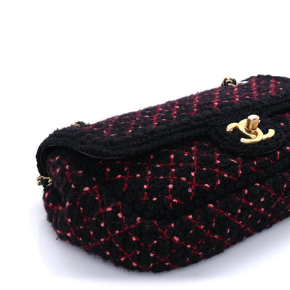 Chanel Knit Quilted Mini Rectangular Flap Black Burgundy 8 of 9