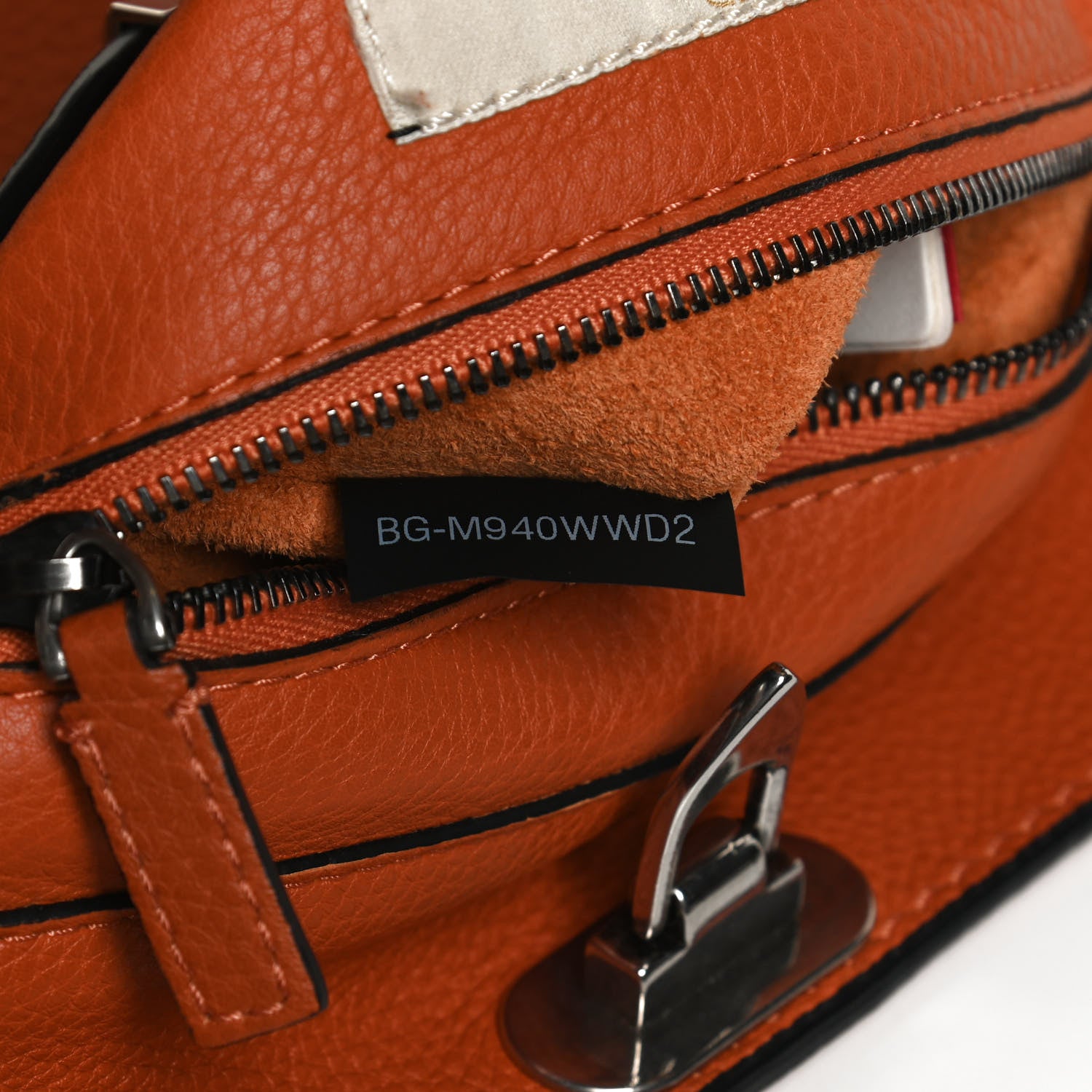 Valentino Garavani Pebbled Calfskin Small Guitar Strap Rockstud Rolling Flip-Lock Messenger Bag Orange 7 of 10