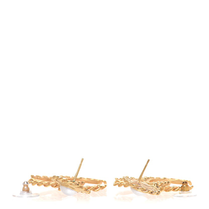 Chanel Metal Pearl CC Chain Drop Earrings Gold 3 of 5