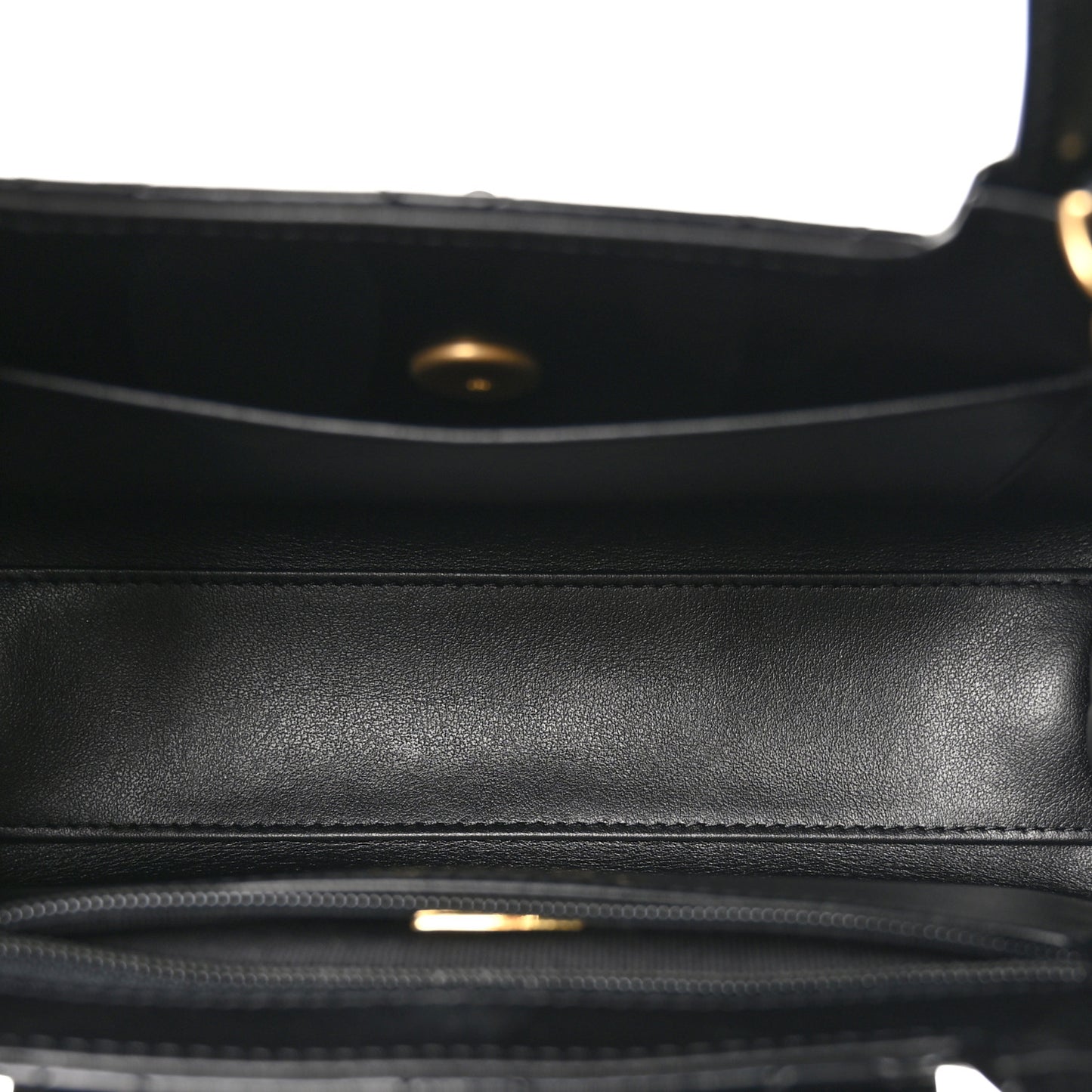 Shiny Aged Calfskin Quilted Nano Kelly Shopper Black