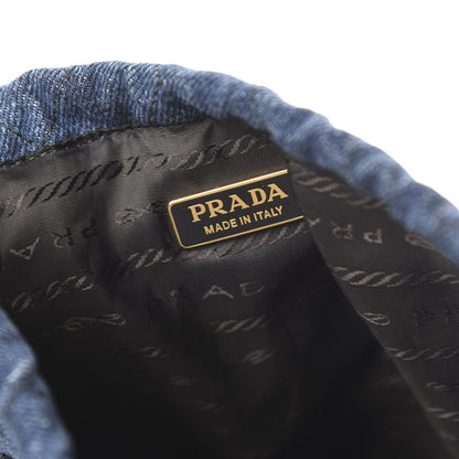 Prada Denim Impuntura Drawstring Pouch Blue Black 8 of 10