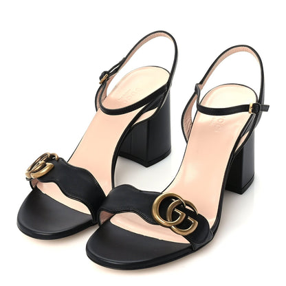 Gucci Lifford Calfskin GG Marmont Ankle Wrap 75mm Sandals 38 Black 2 of 7