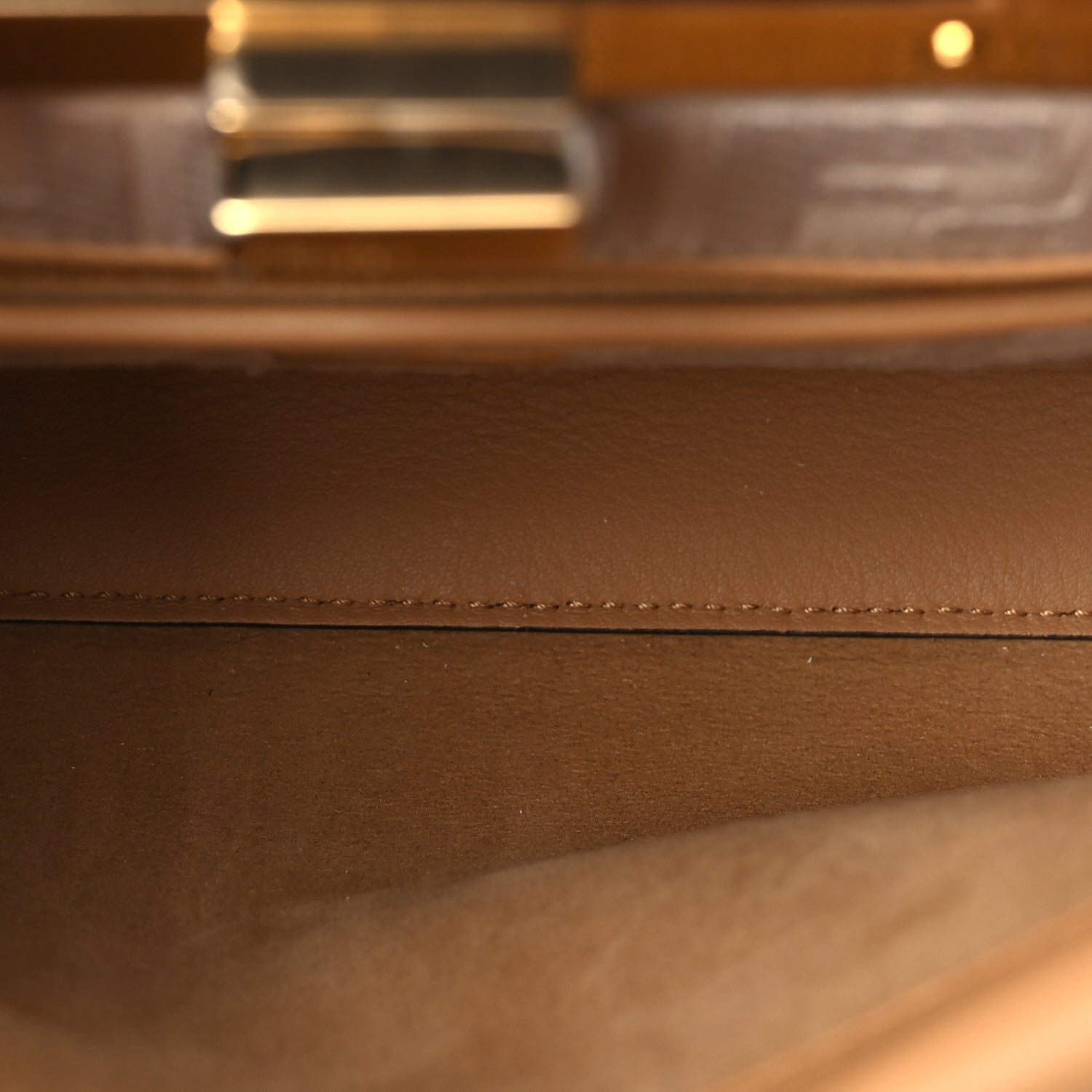 Fendi Vitello Seta Canvas FF Embroidered Mini Peekaboo Iconic Satchel Miele Scuro Poudre 5 of 9