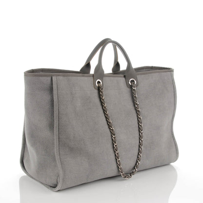 Chanel Canvas Deauville Extra Large Tote Grey 3 of 7