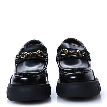 Gucci Magnum Calfskin Nappa Samoa Womens Horsebit Platform Chunky Lug Sole 40mm Loafers 35 Black 3 of 7