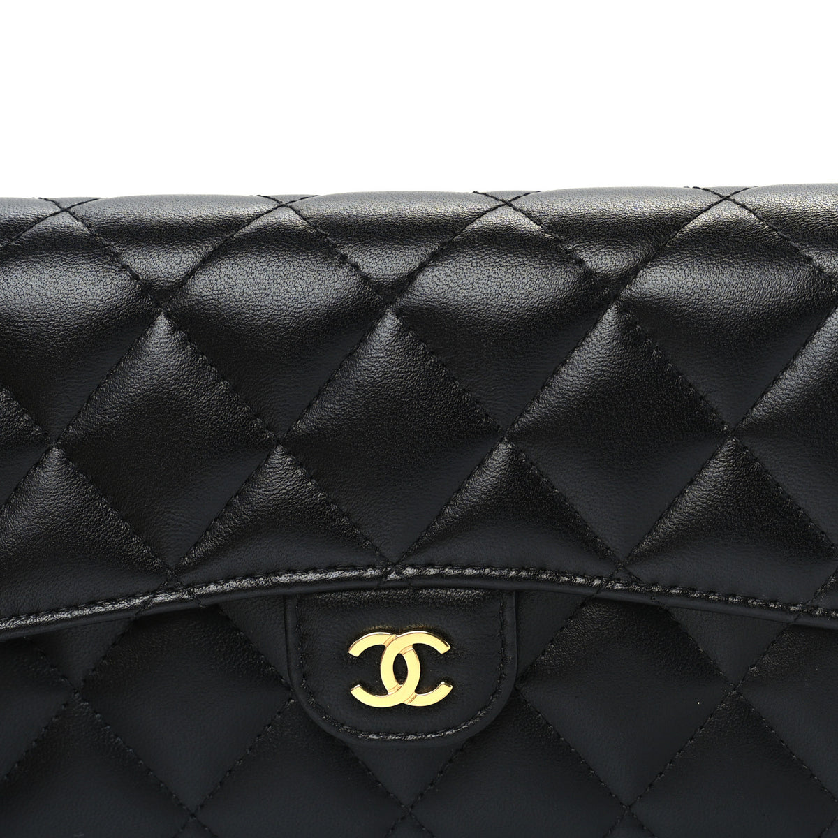 Chanel Lambskin Quilted Large Gusset Flap Wallet Black 7 of 7