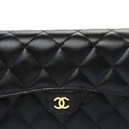 Chanel Lambskin Quilted Large Gusset Flap Wallet Black 7 of 7