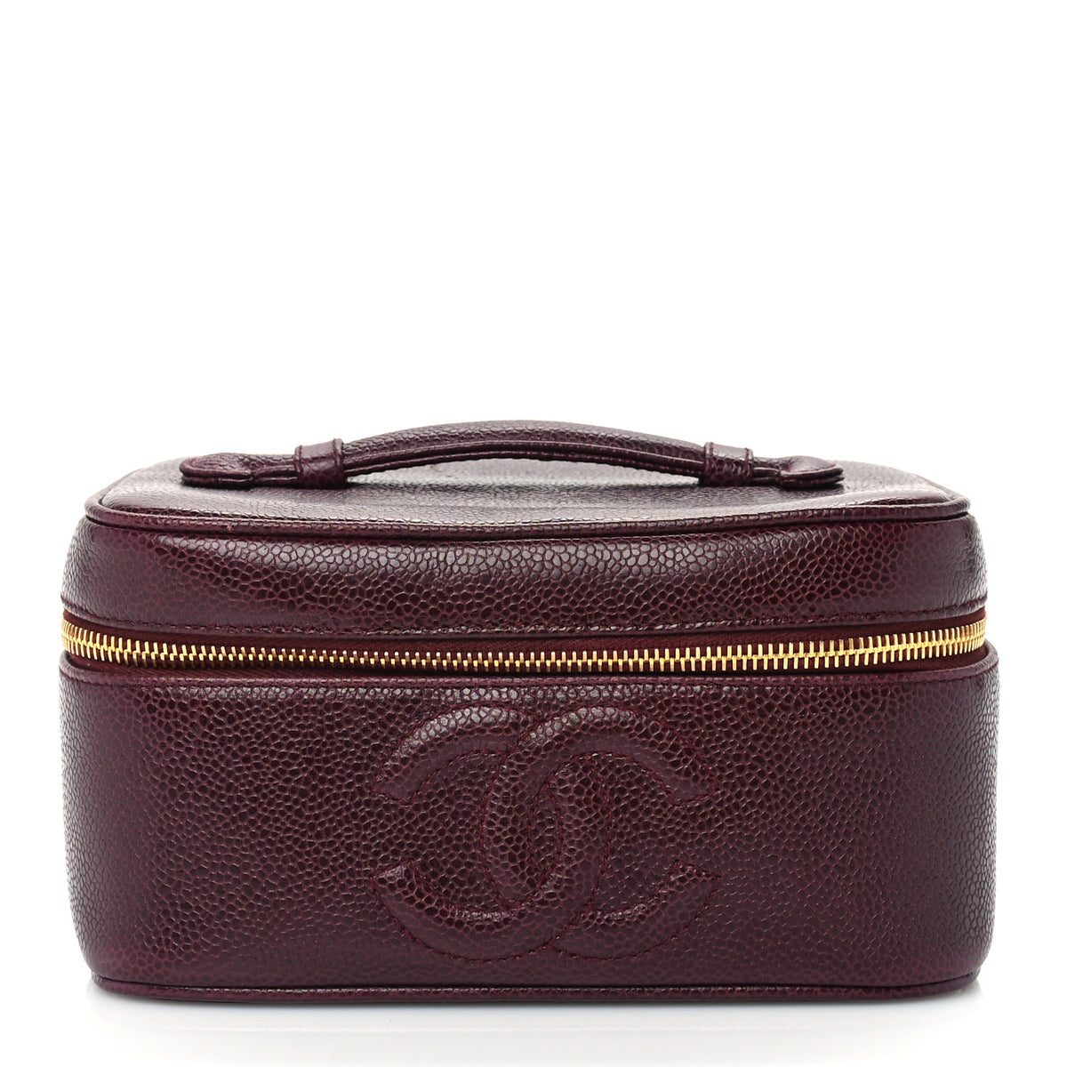 Chanel Caviar CC Vanity Cosmetic Case Burgundy 1 of 8