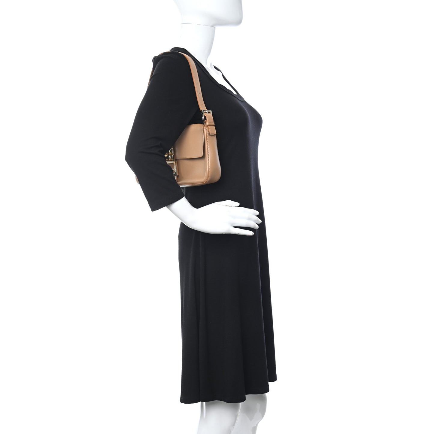 Calfskin Stud Baguette Brown