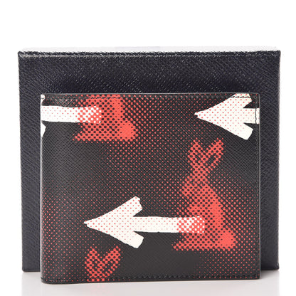 Prada Saffiano Stampato Rabbit Print Bi-Fold Compact Wallet Black White 7 of 7