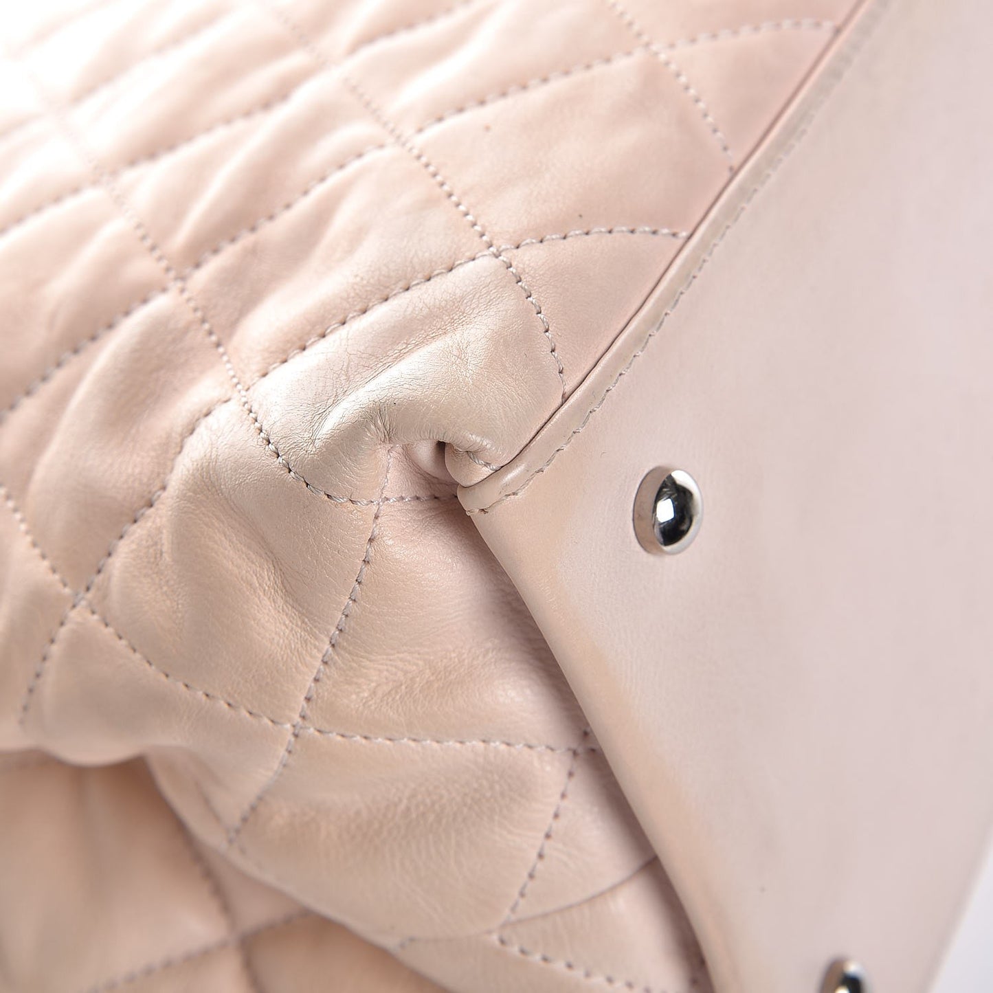 Lambskin Quilted Mini Chain Me Tote Light Beige