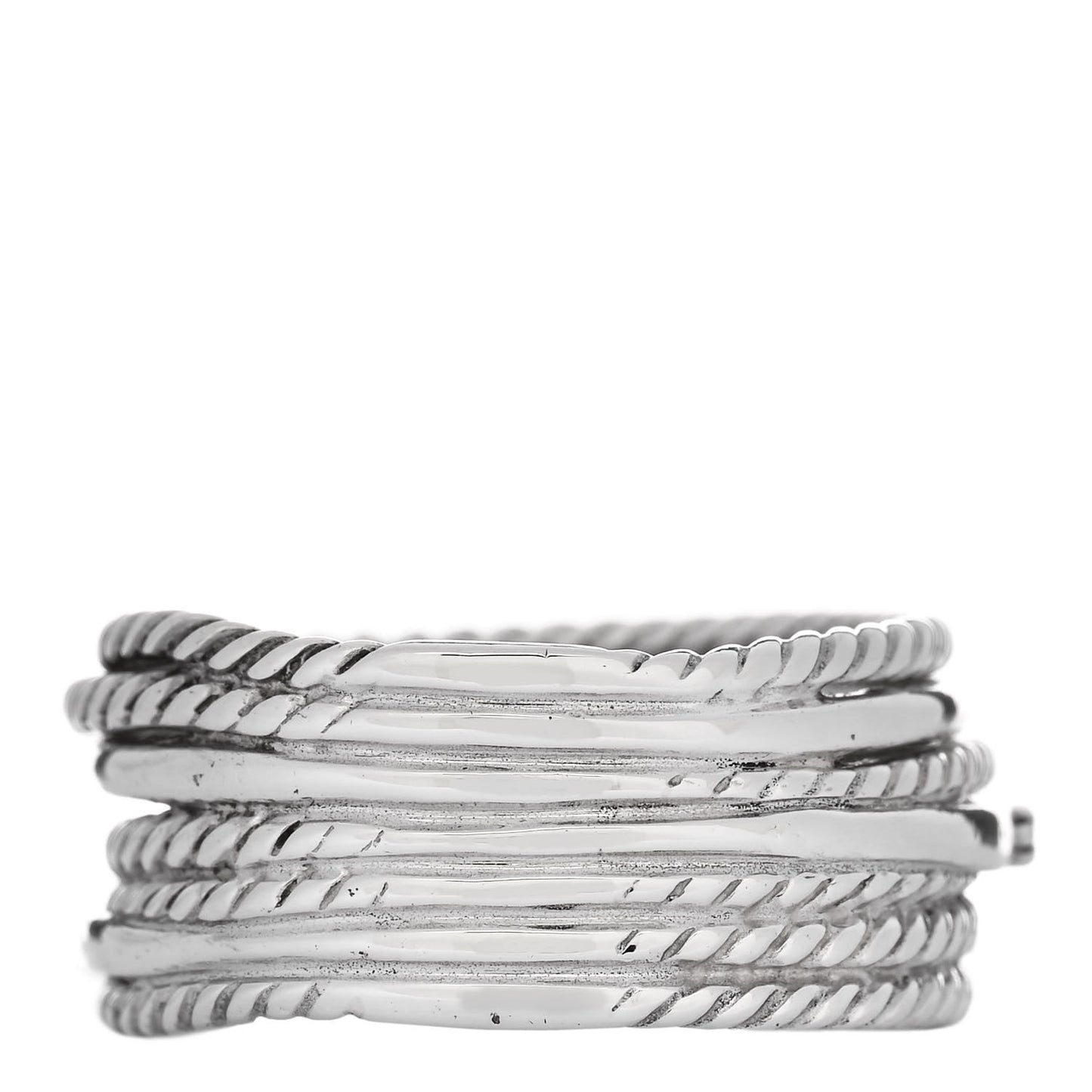 Sterling Silver Diamond 11mm Wide Crossover Cable Ring 57 8