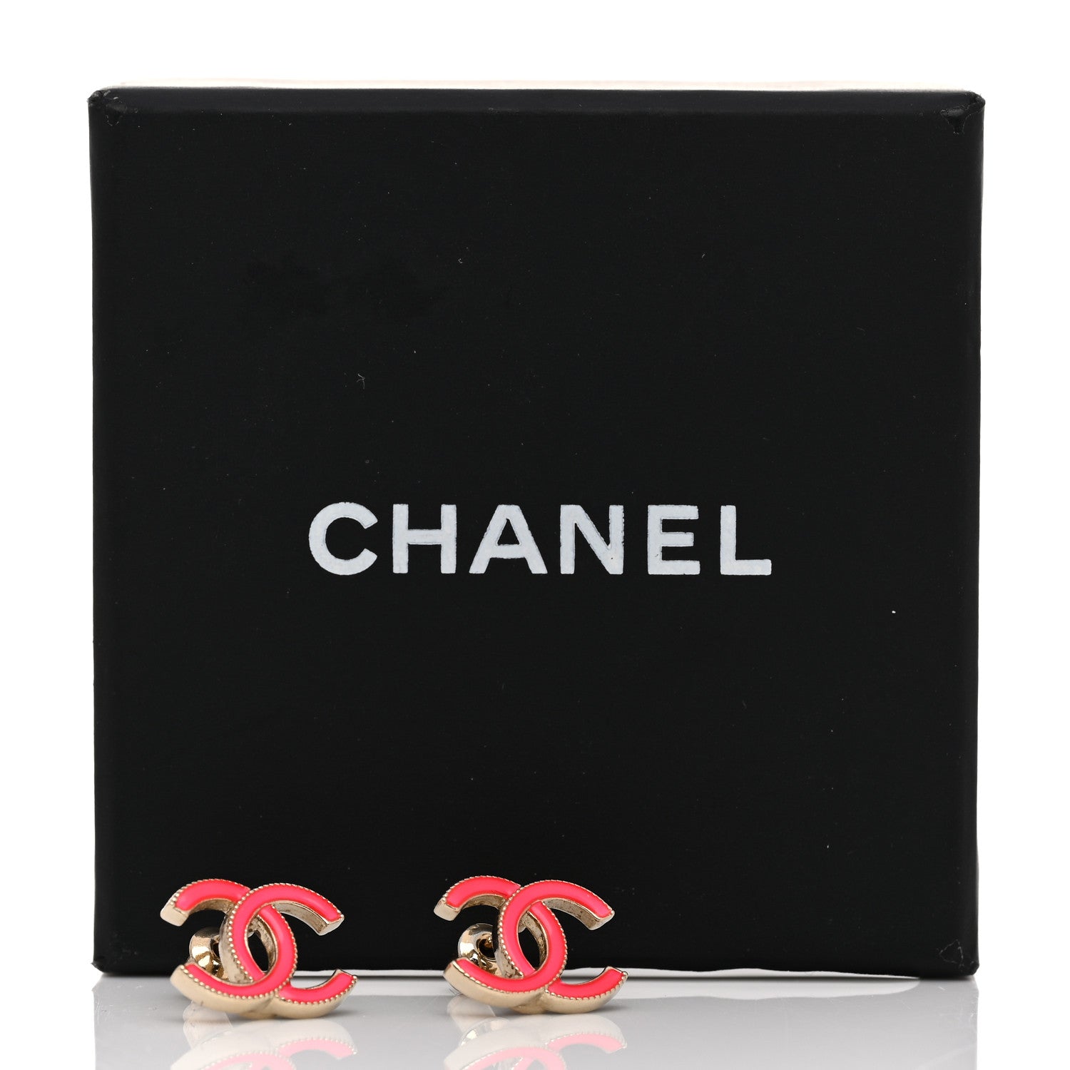 Chanel Metal Enamel CC Earrings Hot Pink 5 of 5