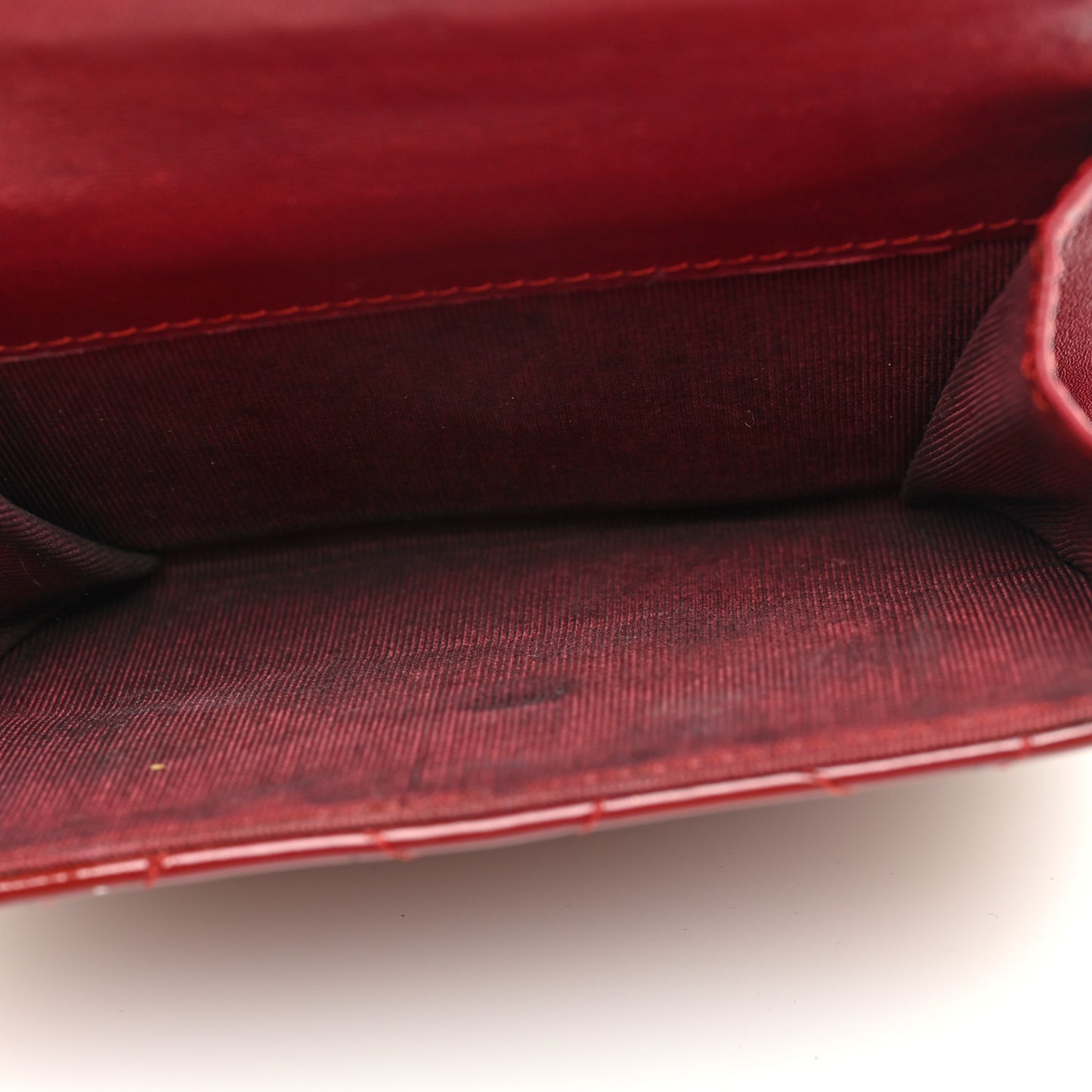 Patent Quilted Compact French Flap Wallet Red