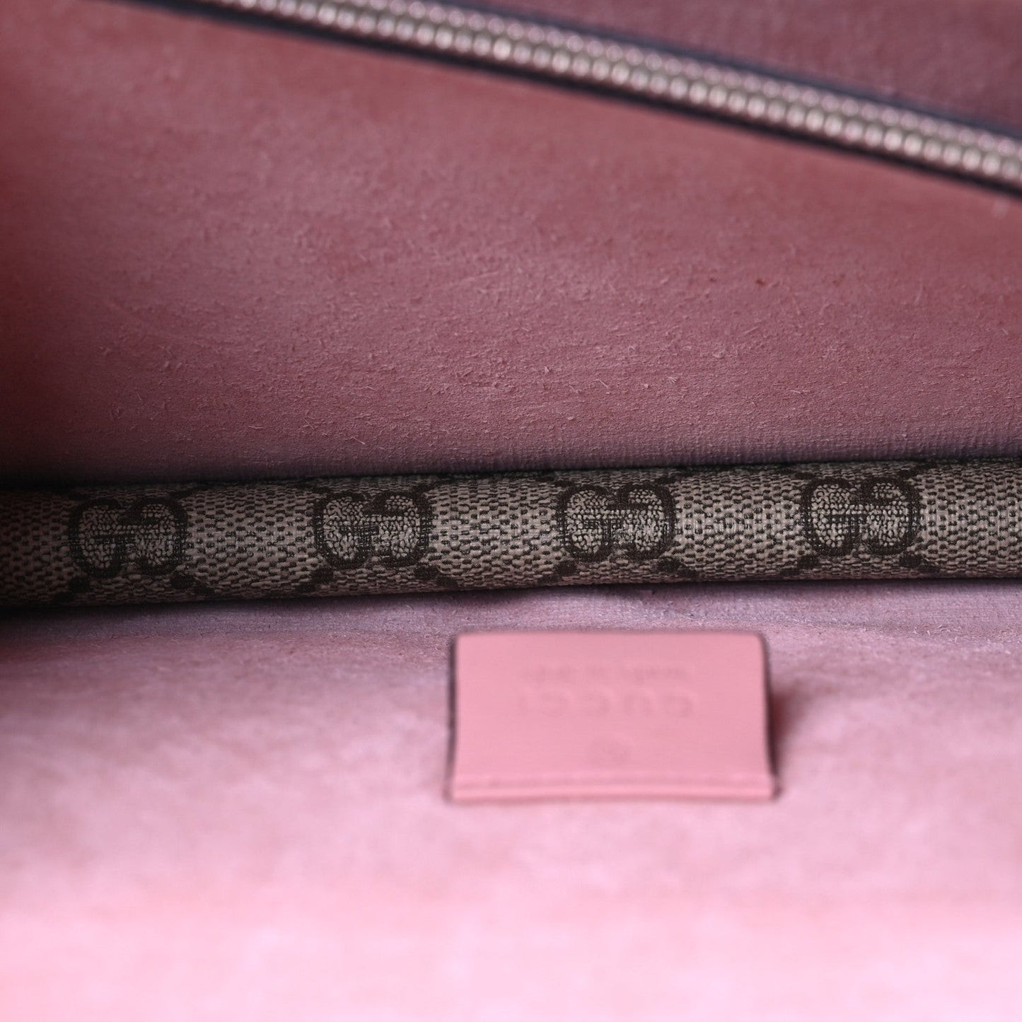 GG Supreme Monogram Suede Crystal Small Dionysus Shoulder Bag Beige Ebony Light Peonia