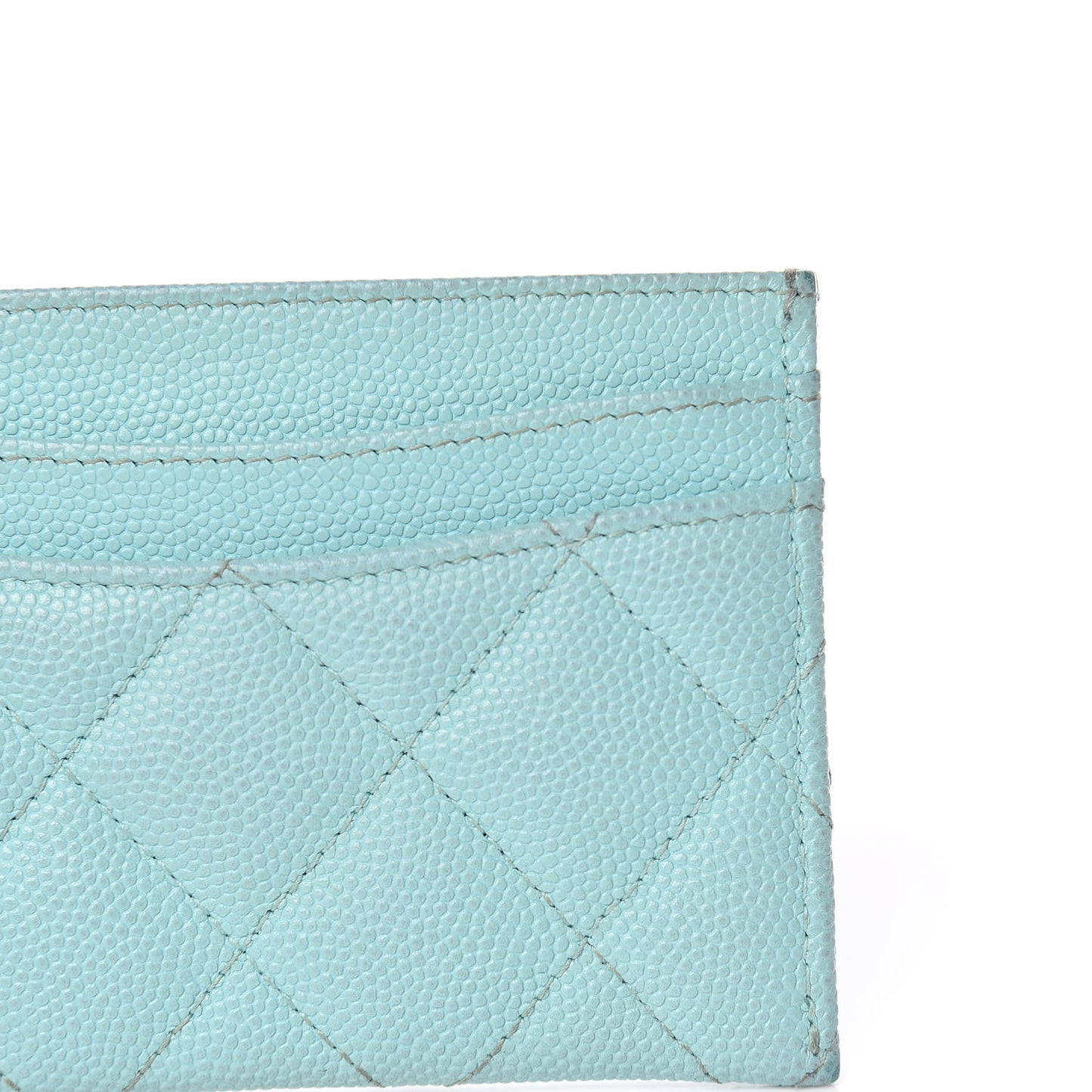 Caviar Quilted Card Holder Light Blue