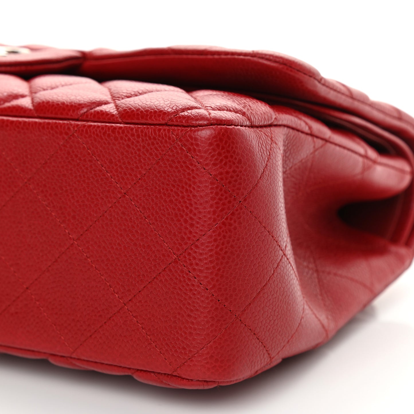 Caviar Quilted Jumbo Double Flap Red