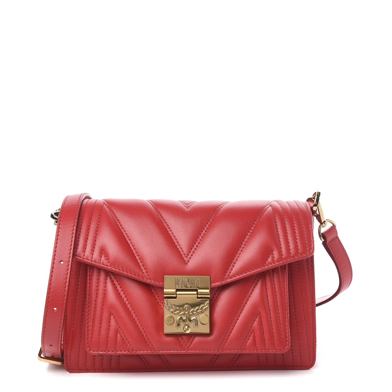 MCM Lambskin Quilted Small Patricia Crossbody Bag Ruby Red 1 of 10