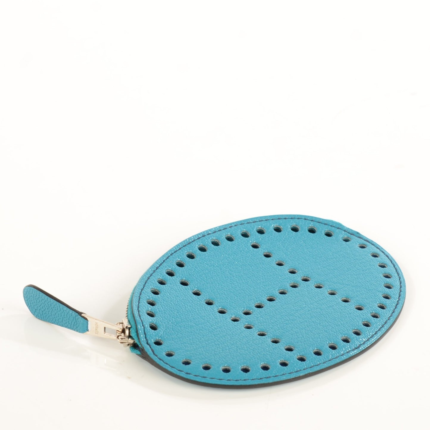 Chevre Mysore Evelyne Coin Purse Turquoise Bleu Saphir