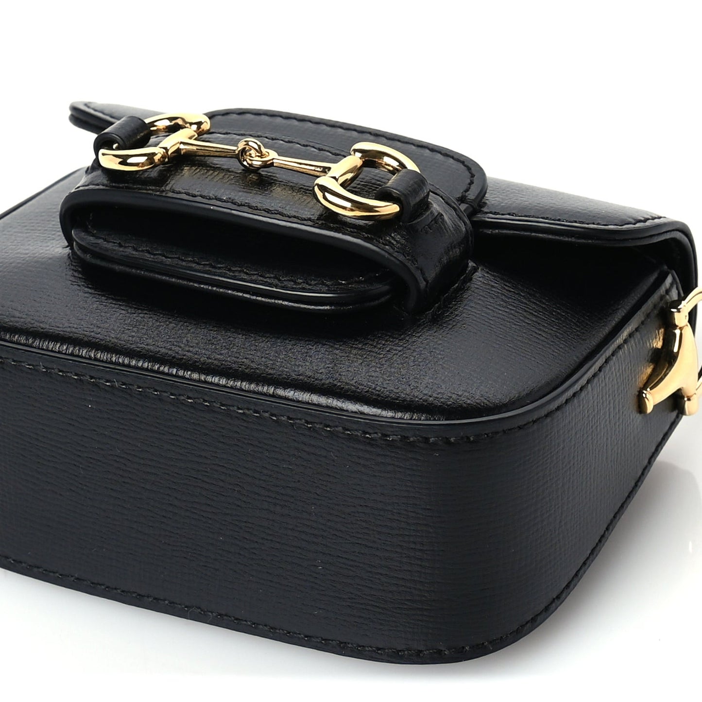 Azalea Calfskin Horsebit 1955 Super Mini Crossbody Bag  Black