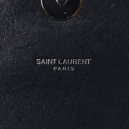 Saint Laurent Sheepskin Matelasse Chevron Monogram Medium College Bag Deep Marine 6 of 10
