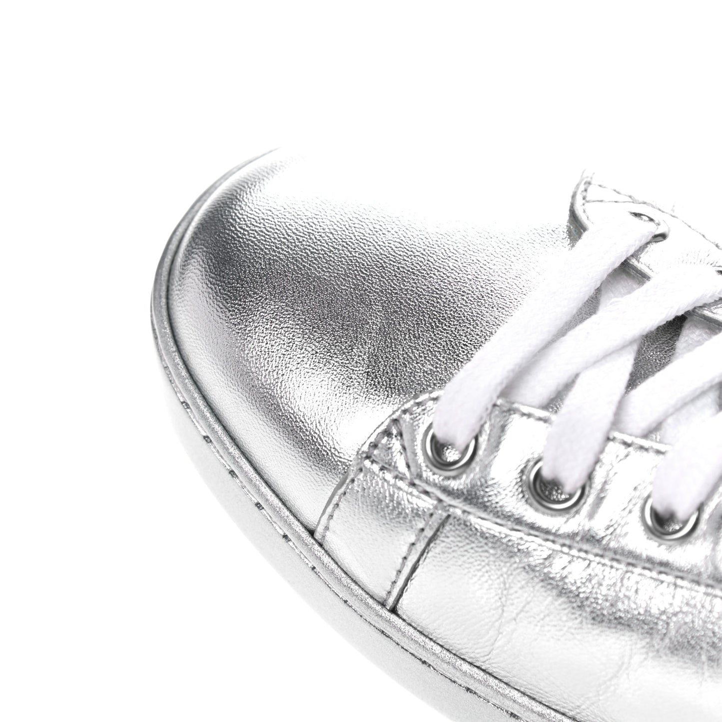Metallic Nappa Interlocking G Perforated Womens Ace Sneakers 40.5 Silver