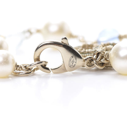 Chanel Pearl Beaded CC Bracelet Blue Gold 4 of 5