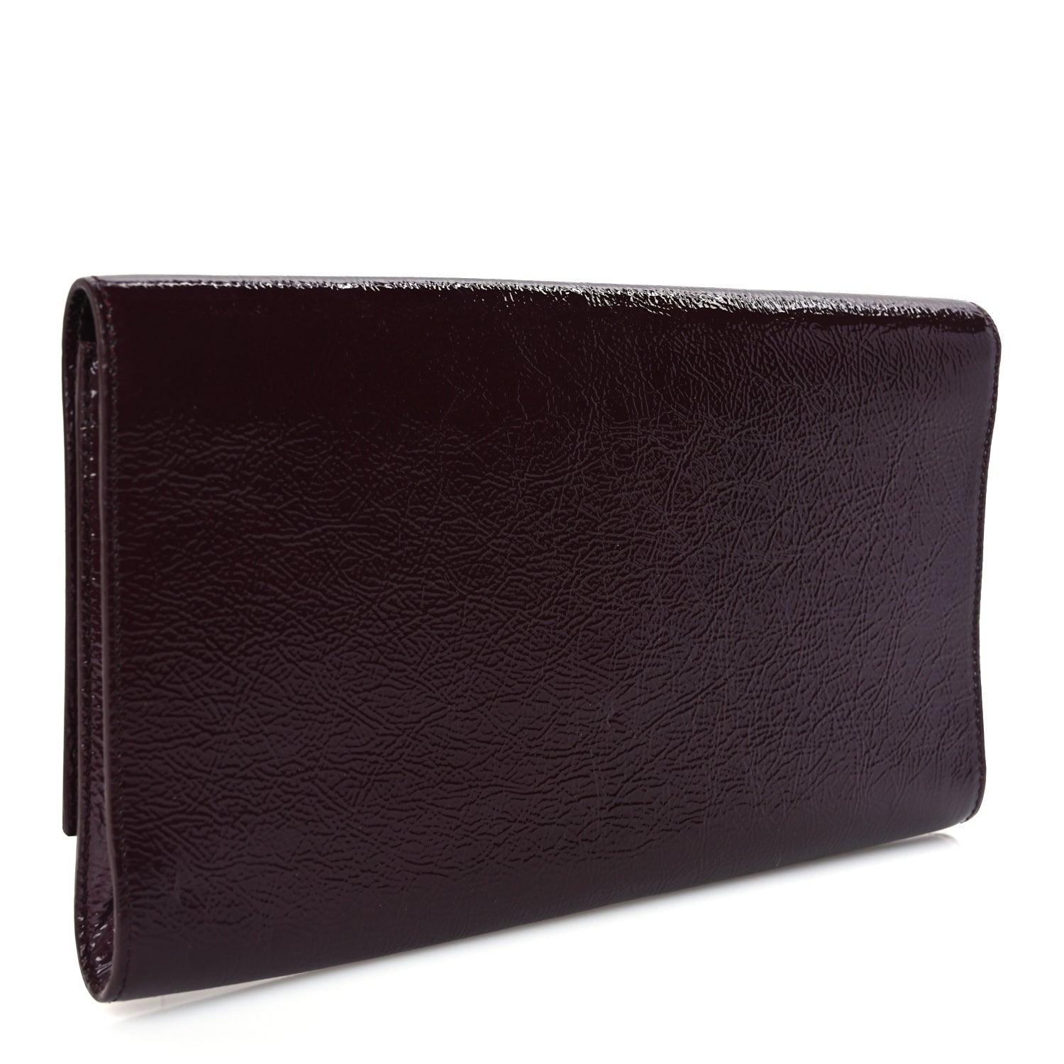 Saint Laurent Textured Patent Monogram Large Belle De Jour Clutch Burgundy 4 of 7