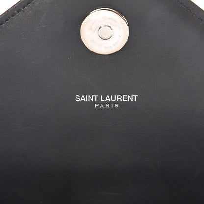 Saint Laurent Lambskin Matelasse Chevron Studded Medium Monogram Satchel Black 6 of 11