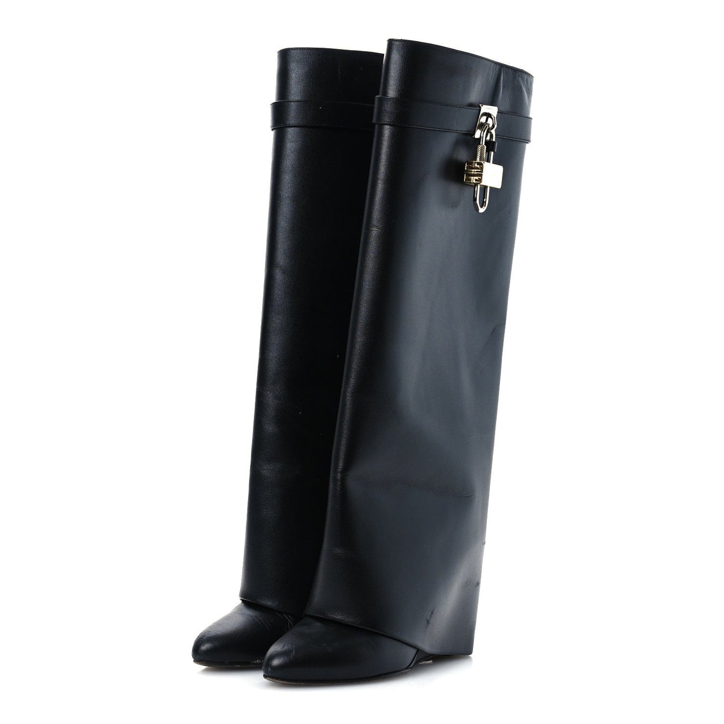 Calfskin Shark Lock Pant Boots 38.5 Black