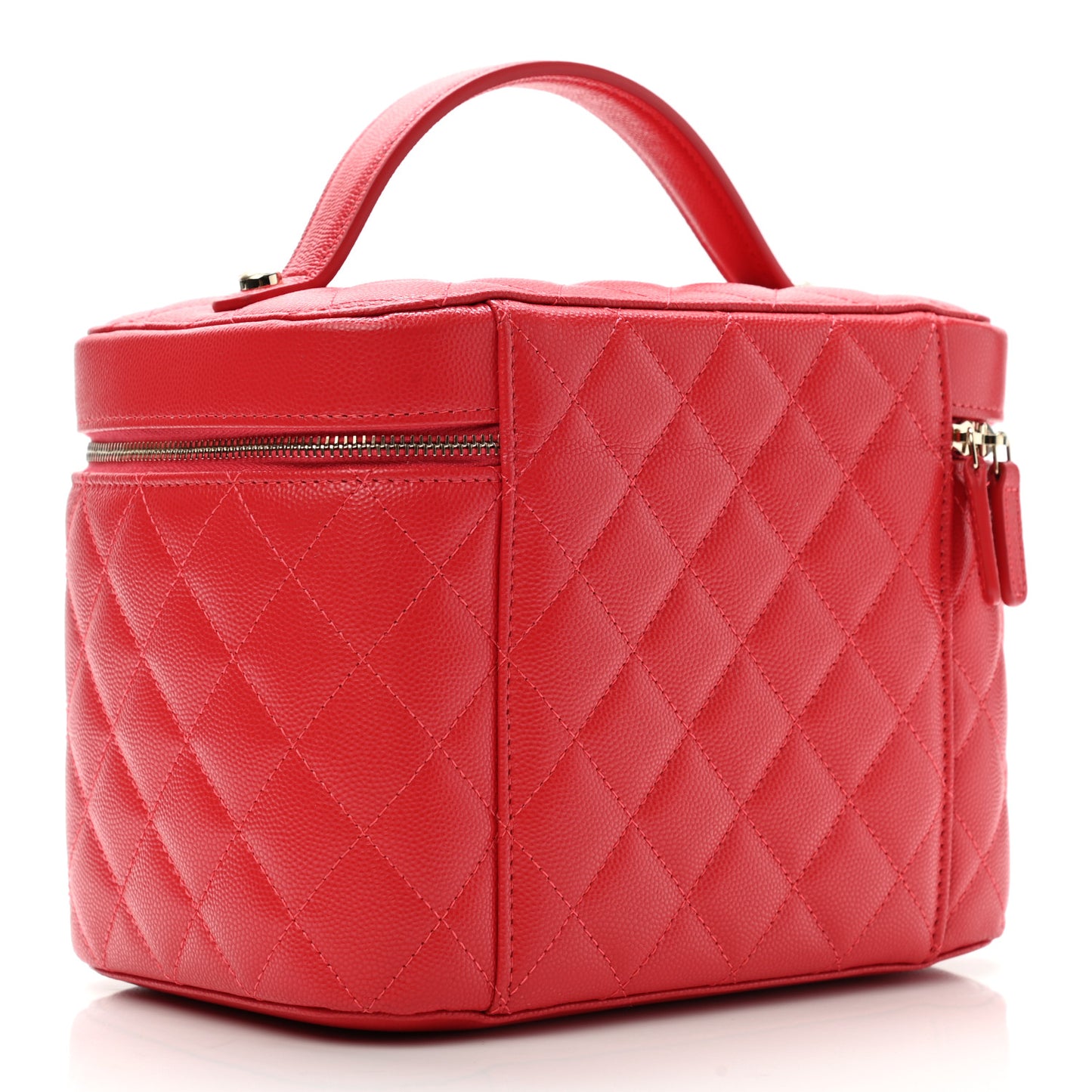 Caviar Quilted Large Vanity Pouch Red