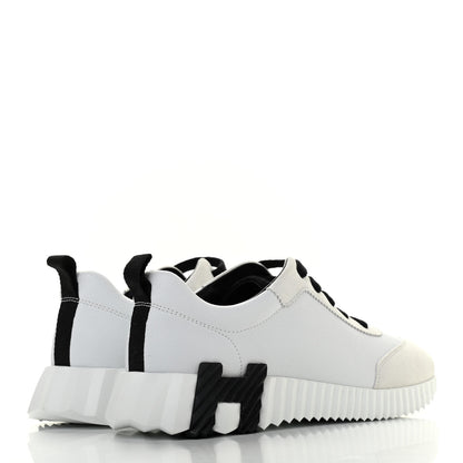 Hermes Goatskin Suede Goatskin Bouncing Sneakers 37 White Black 4 of 9