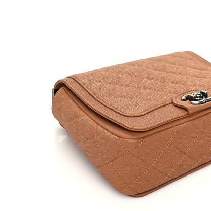 Chanel Washed Caviar Quilted Small Square Turn Around Ligne Flap Camel 8 of 9