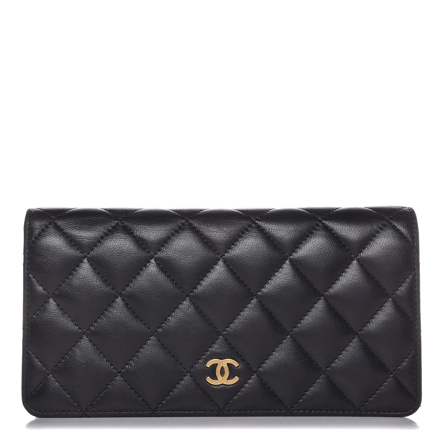Lambskin Quilted Yen Wallet Black