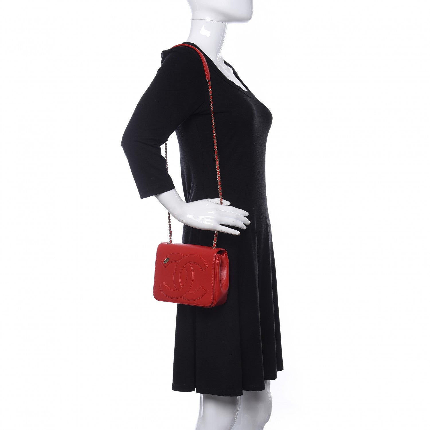 Chanel Lambskin CC Mania Flap Bag Red 2 of 10