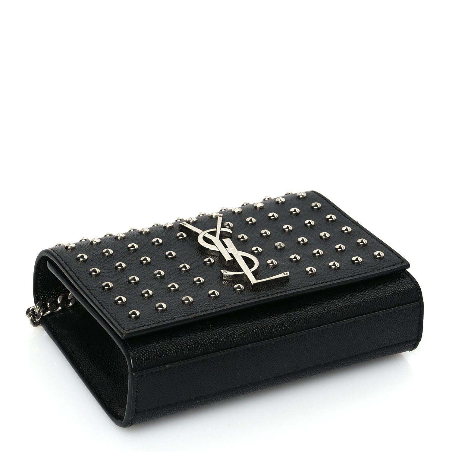 Saint Laurent Grain De Poudre Studded Small Classic Monogram Kate Satchel 3 of 8