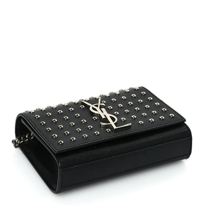 Saint Laurent Grain De Poudre Studded Small Classic Monogram Kate Satchel 3 of 8
