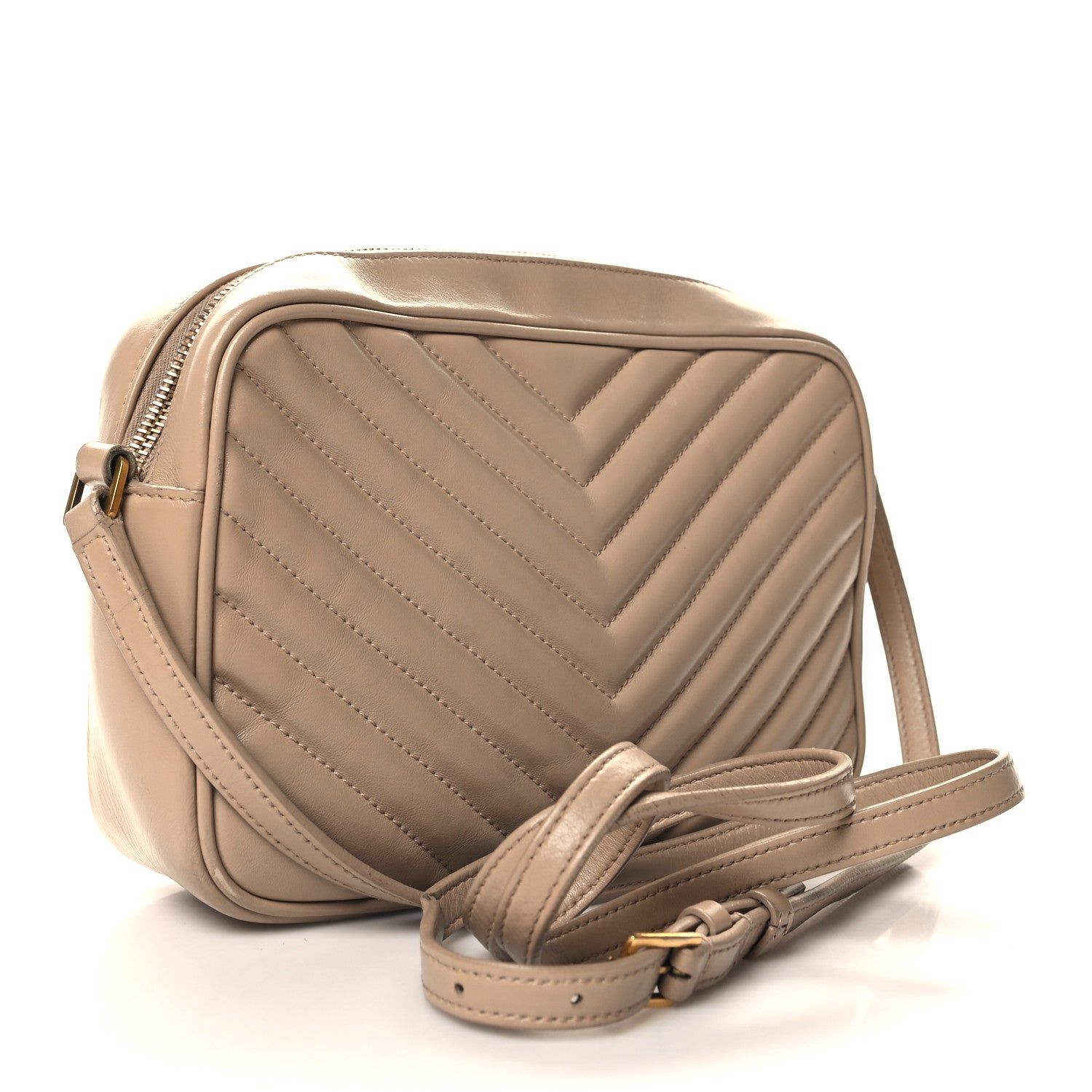 Saint Laurent Calfskin Matelasse Monogram Lou Camera Bag Dark Beige 3 of 13