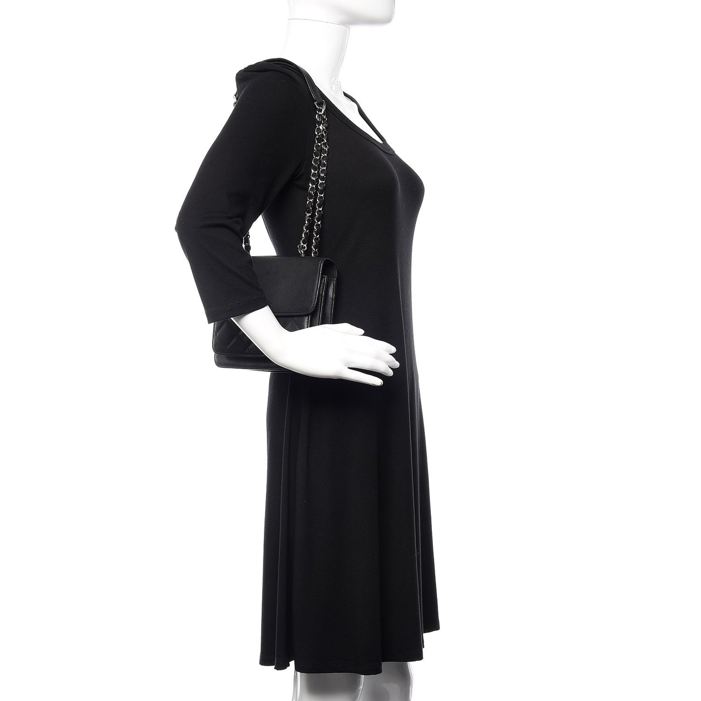 Grained Calfskin Quilted Small CC Box Flap Black