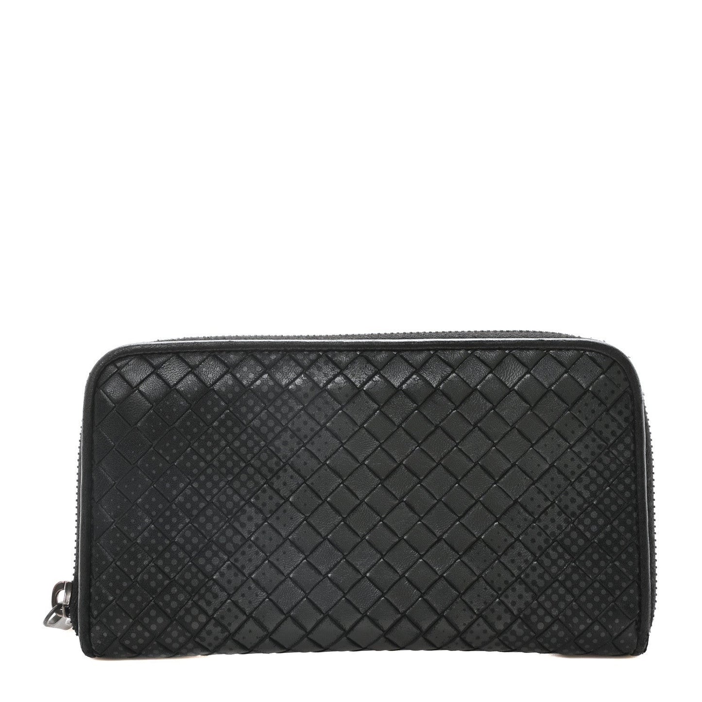 Nappa Intrecciato Dot Zip Around Wallet Black Grey