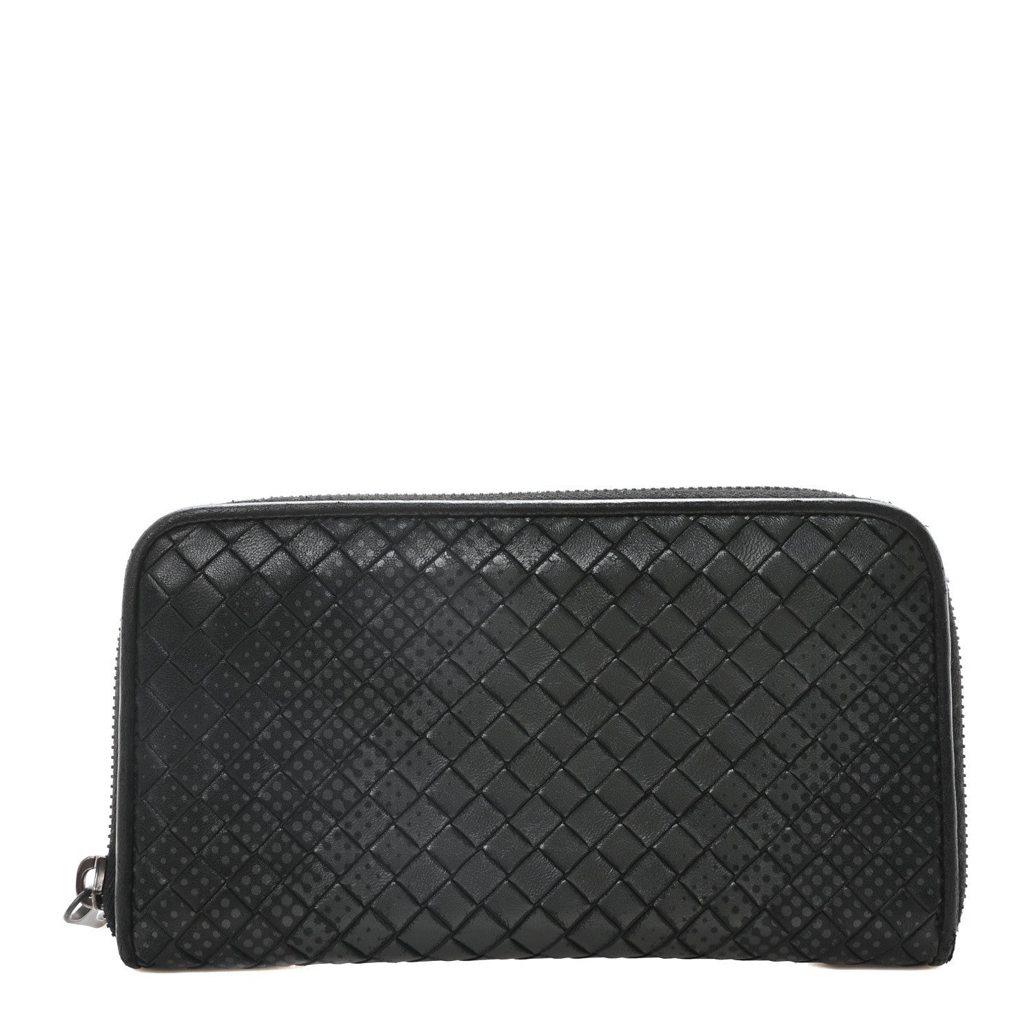 Bottega Veneta Nappa Intrecciato Dot Zip Around Wallet Black Grey 1 of 7