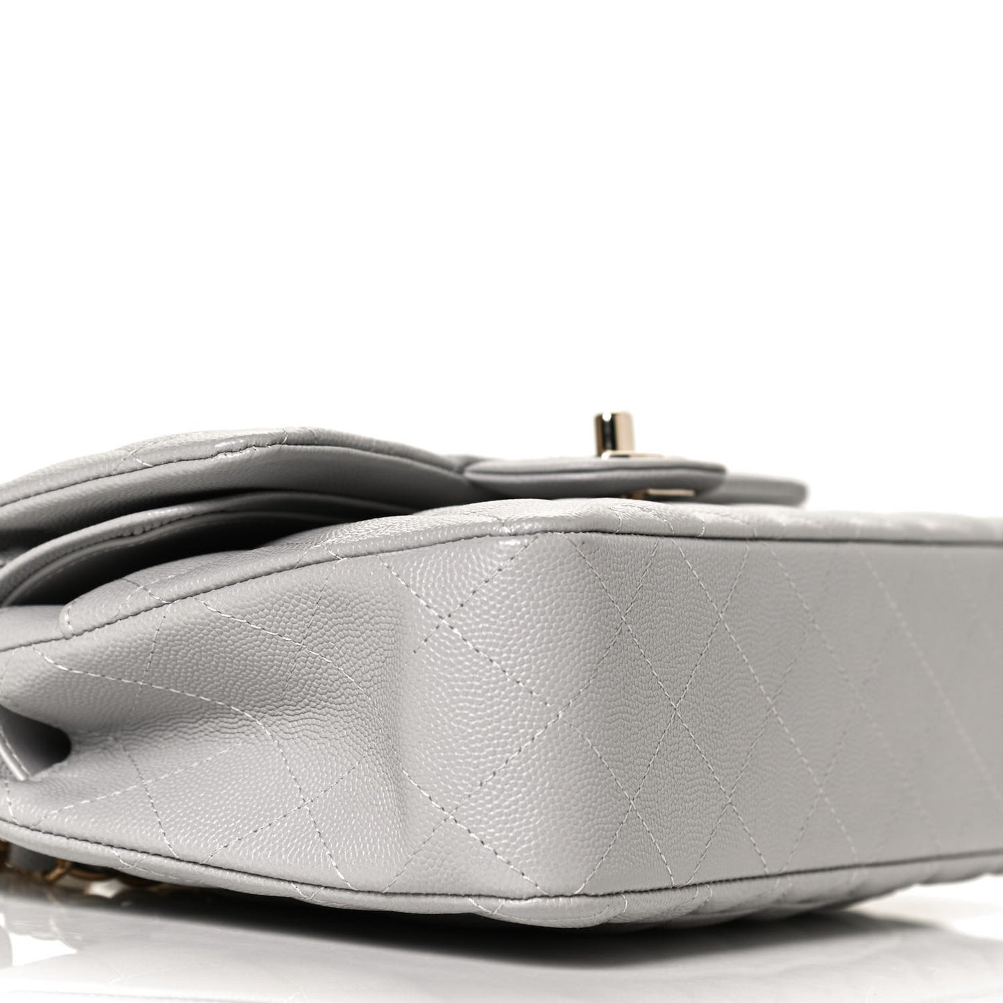 Caviar Quilted Small Double Flap Grey