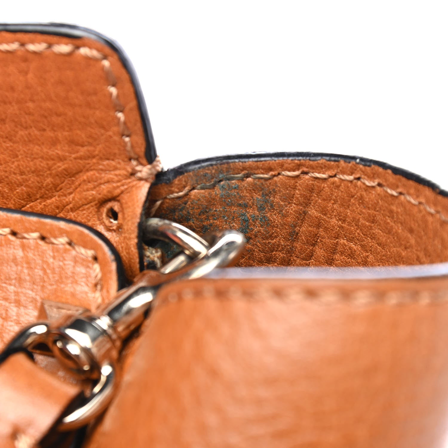 Valentino Garavani Textured Calfskin Rockstud Double Handle Tote Tan 9 of 9