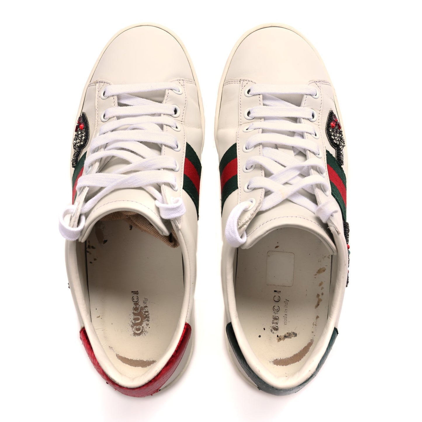 Calfskin Web Studded Womens Arrow Ace Sneakers 39 White