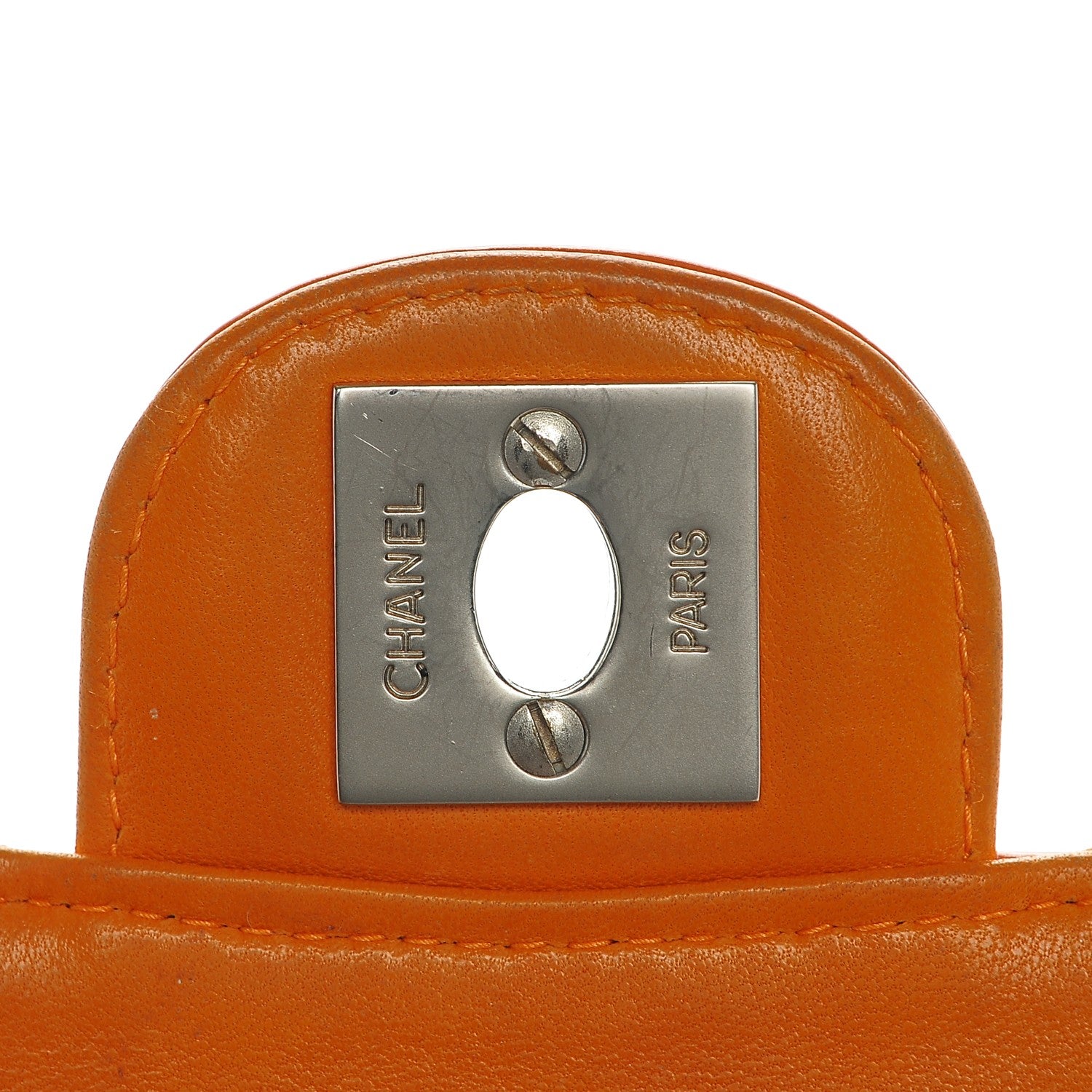 Chanel Patent Quilted Mini Square Flap Dark Orange 8 of 11