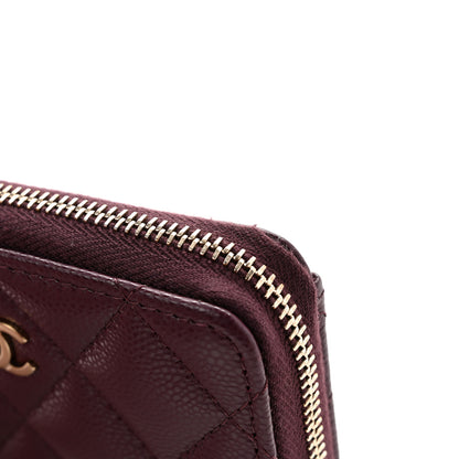 Chanel Caviar Quilted Zip Around Coin Purse Dark Burgundy 8 of 10