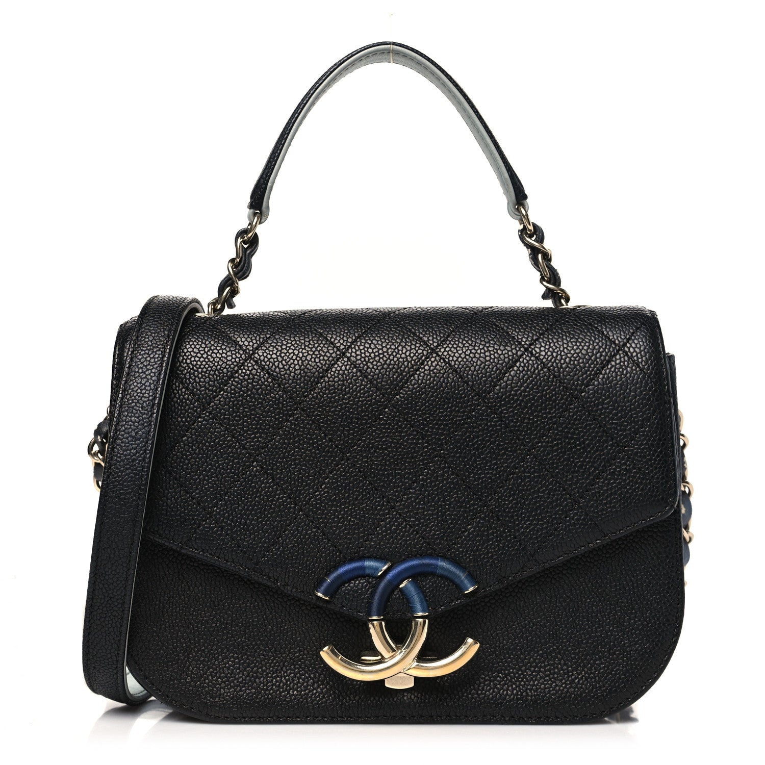 Chanel Grained Calfskin Quilted Small Cuba Top Handle Flap Black 1 of 7