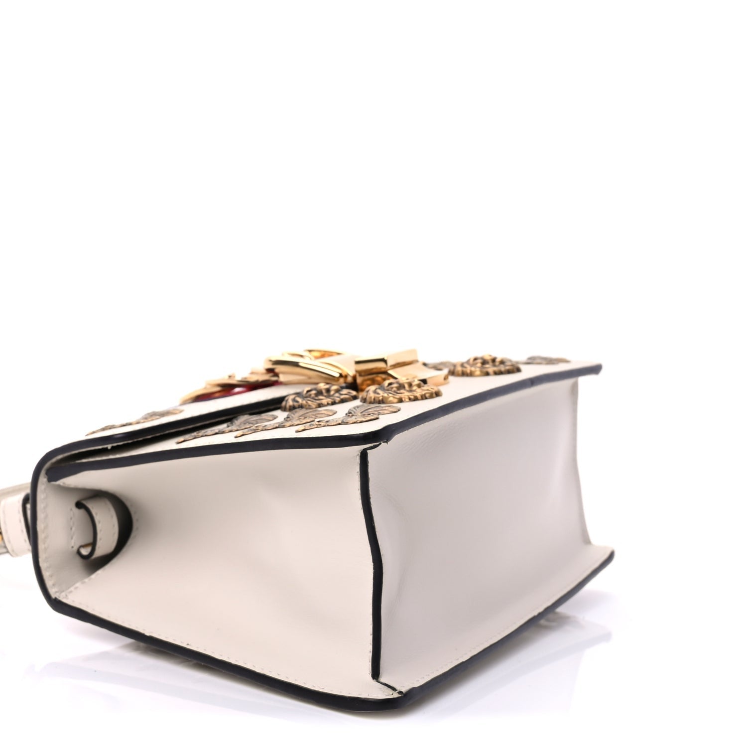 Gucci Calfskin Animal Studs Mini Sylvie Top Handle Bag White 6 of 8