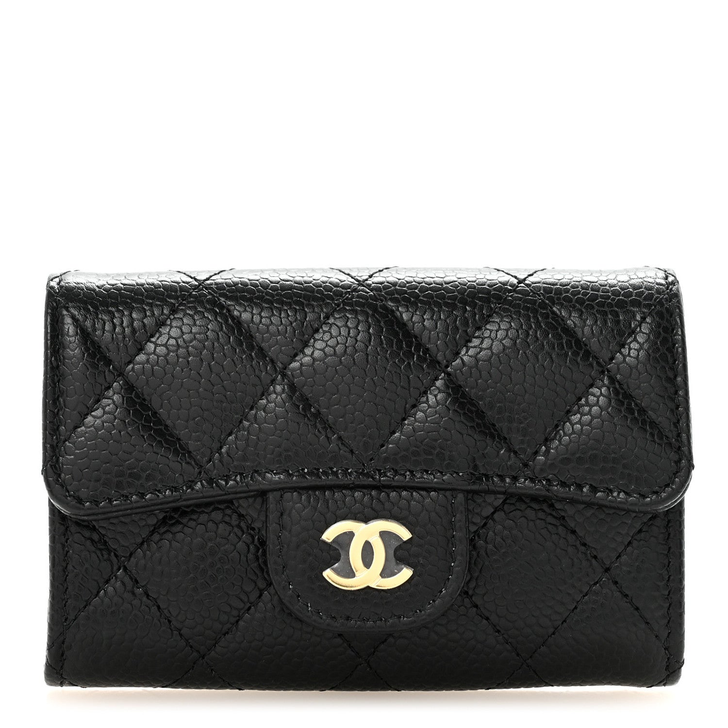 Chanel Caviar Quilted Flap Card Holder Wallet Black 1 of 9